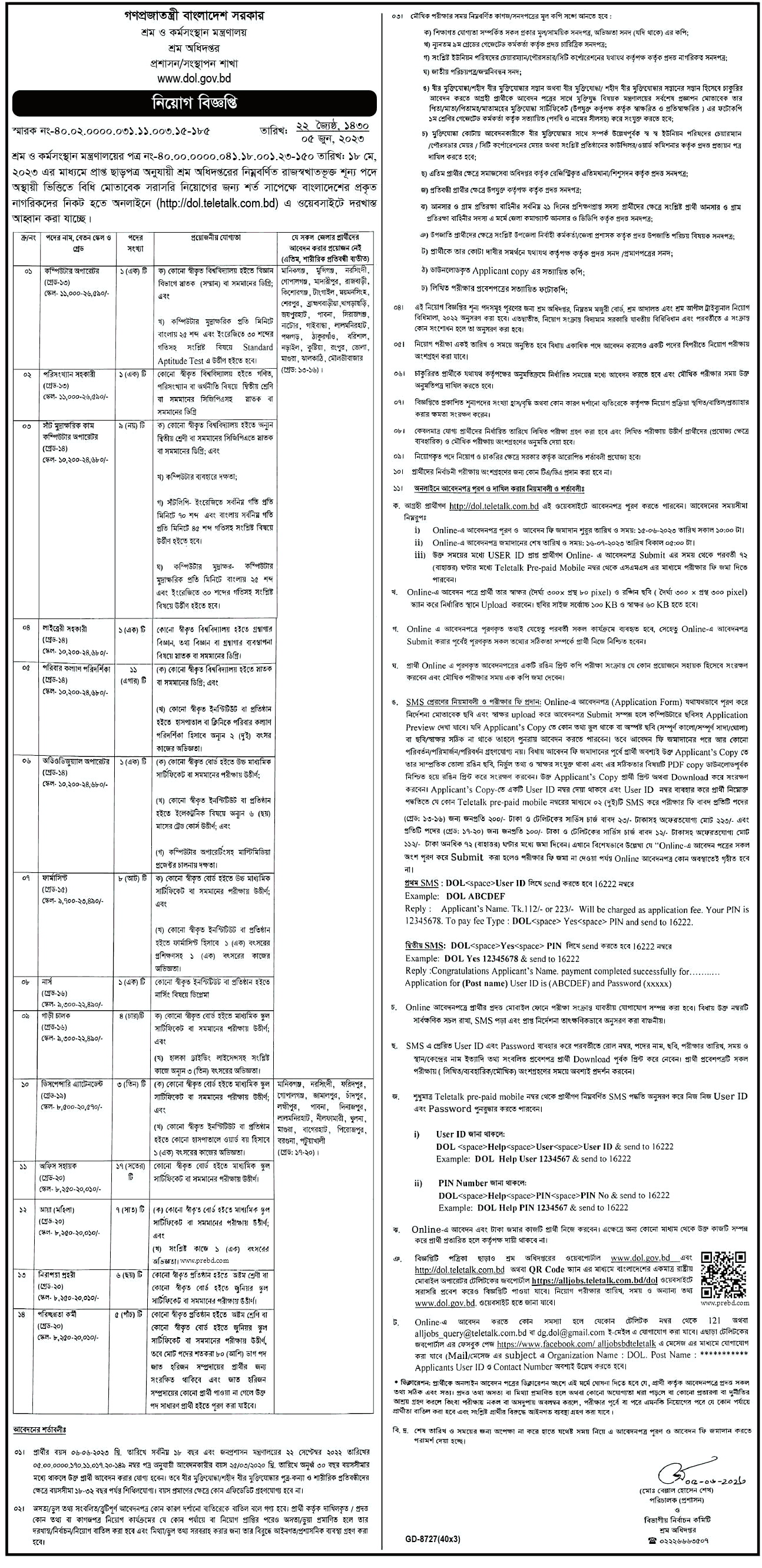 MOLE Job Circular 2023- Ministry of Labour and Employment