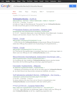 Abb.1: Google-Suche nach den Begriffen Schlüssellochkontur und Schlüssellochkurve am 13.08.2013 - Link zur Suche