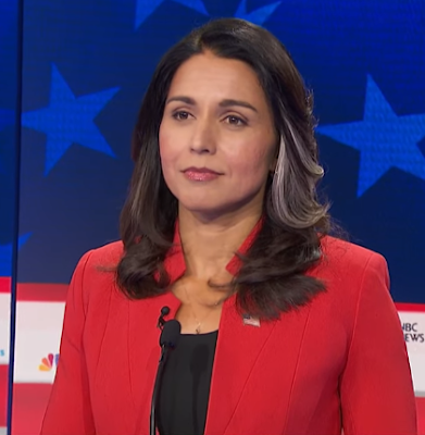 Tulsi Gabbard Democratic presidential primary debate night one 2020 NBC silver grey hair strands