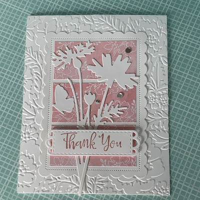 Floral Handmade Greeting card using Stampin' Up! Meadow Dies to create silhouette florals and a butterfly