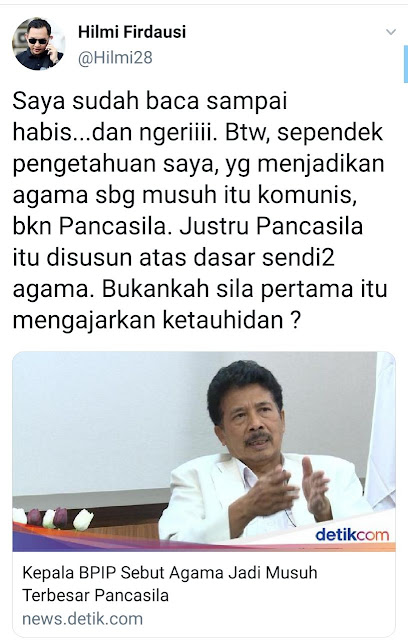 Menanggapi pernyataan kepala BPIP Yudian Wahyudi PKI