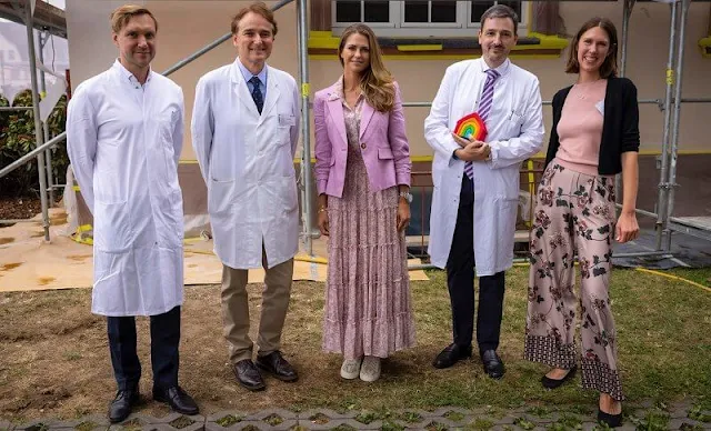 Princess Madeleine wore a Hermosa maxi dress by MISA Los Angeles, and purple Aaliyah linen-blend dickey blazer by Veronica Beard