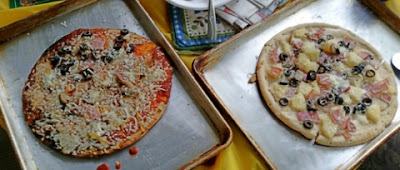 rustic crust flatbread crust pepperoni and hawaiian pizzas