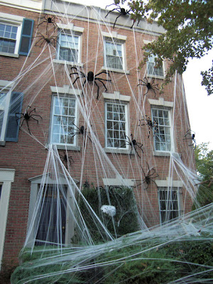 Many people are afraid of spiders, so why not hang some outside your buildings or your house with  fake cob web.