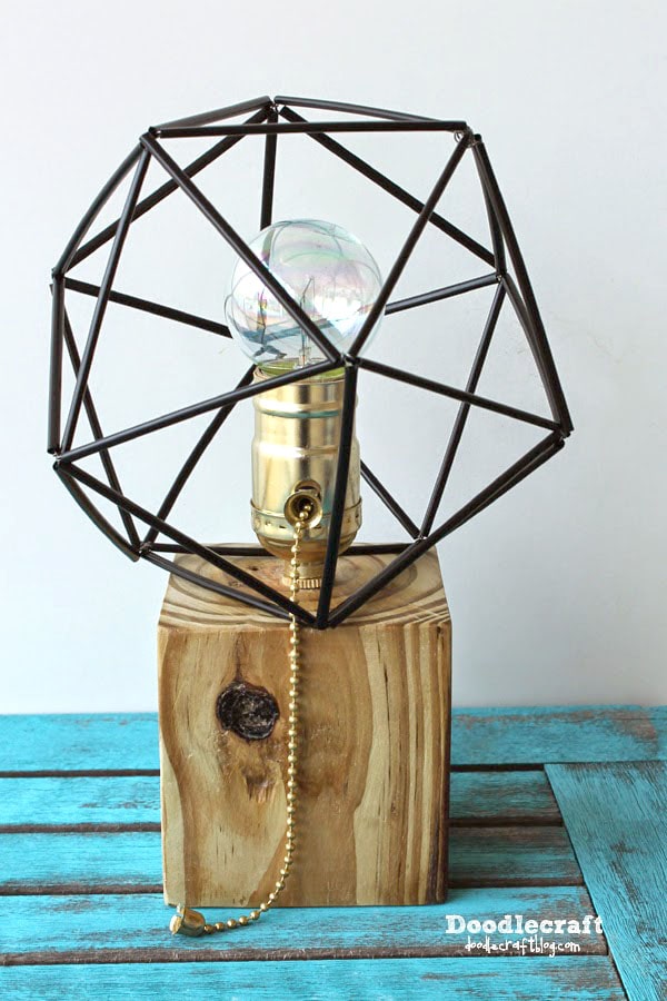 Reclaimed Wood Lamp with Geometric Himmeli Shade!