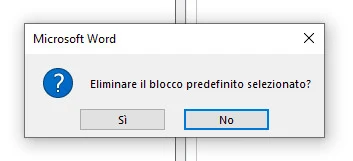 Eliminare blocchi predefiniti Word