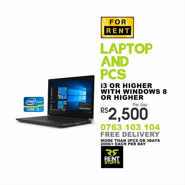Laptops and Notebook PC for Rent Hire in Colombo Sri Lanka
