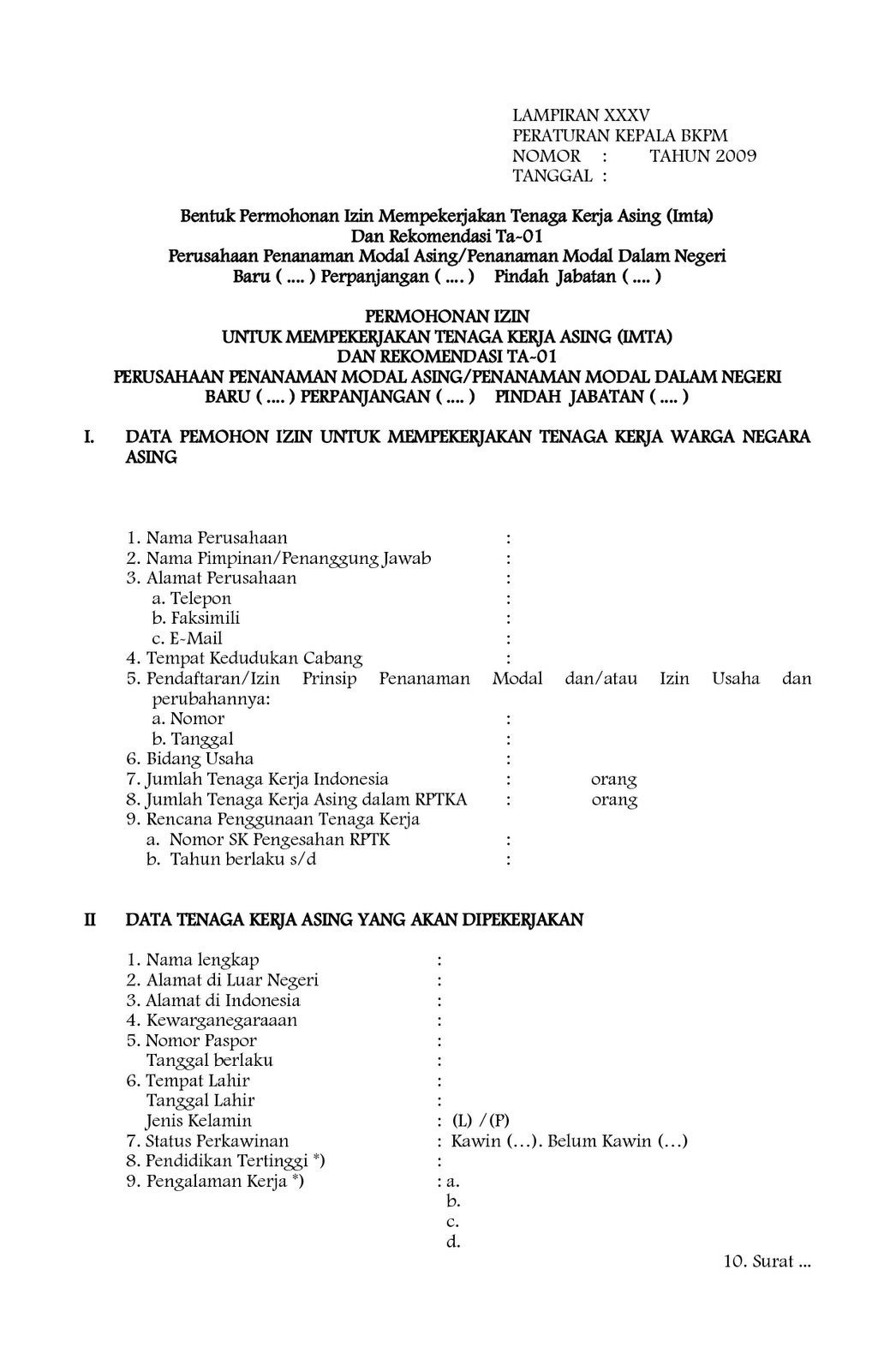 Formulir permohonan paspor baru