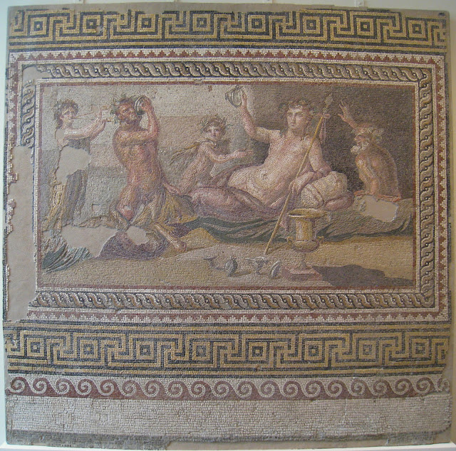 Mosaico de Antioquía de Baco con sus acompañantes, en el museo de arte de Worcester.