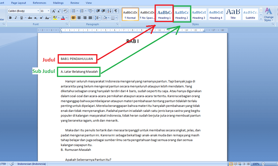 Cara Cepat Membuat Daftar Isi Otomatis Microsoft Word 2007