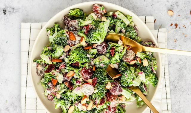 Cranberry Almond Charred Broccoli Salad