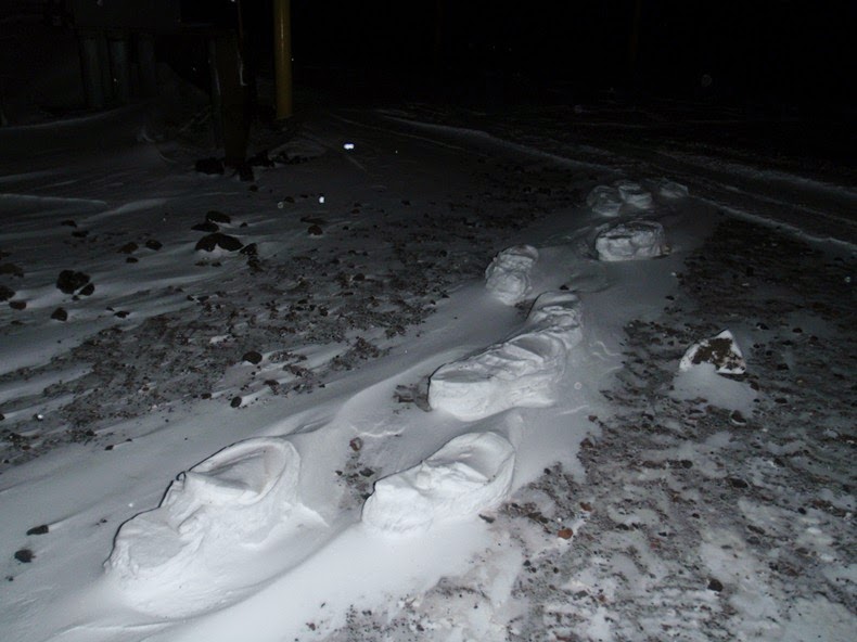 Raised footprint near McMurdo Station. - Raised Footprints in Snow