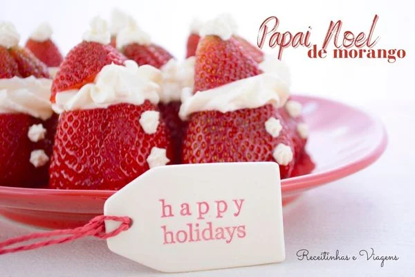 Papai noel de morango com chantilly, strawberry santa inspiration