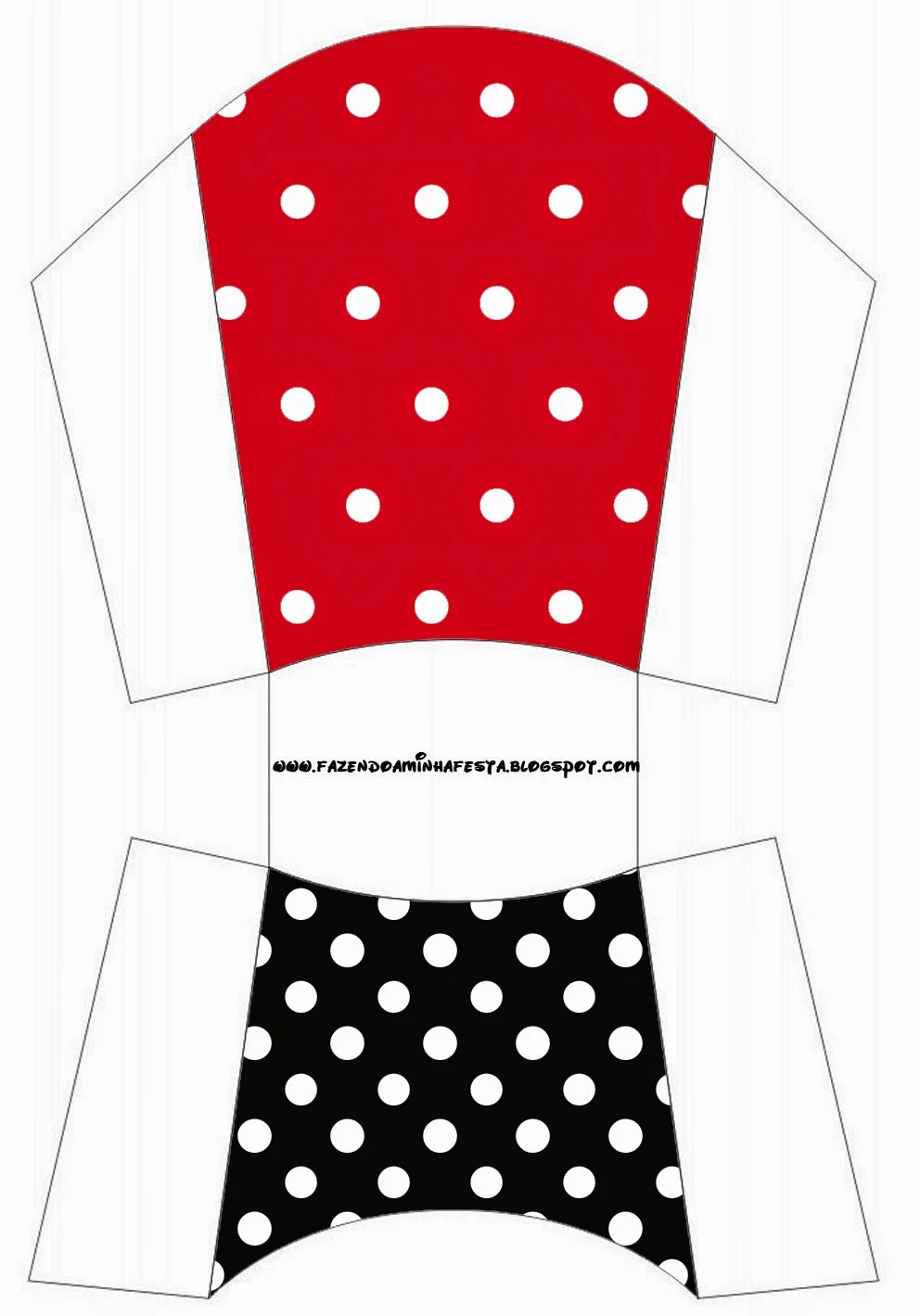 Free Printable Fries Box of Red, Black and Polka Dots.