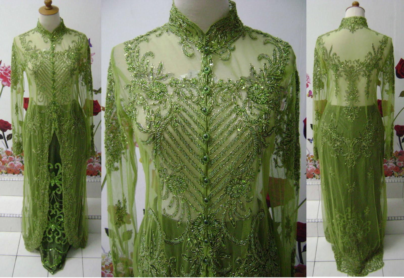 32 Inspirasi Baju Kebaya Hijau Lumut