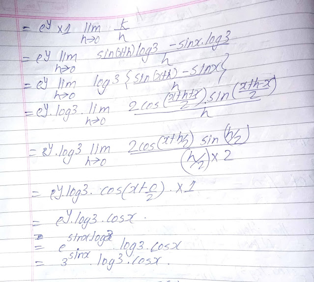 Find the derivatives of 3^Sinx from first principle or definition of derivatives
