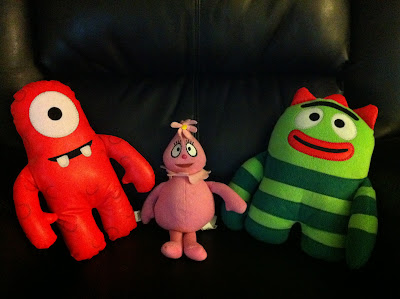 Muno, Foofa, and Brobee: Yo Gabba Gabba www.thebrighterwriter.blogspot.com