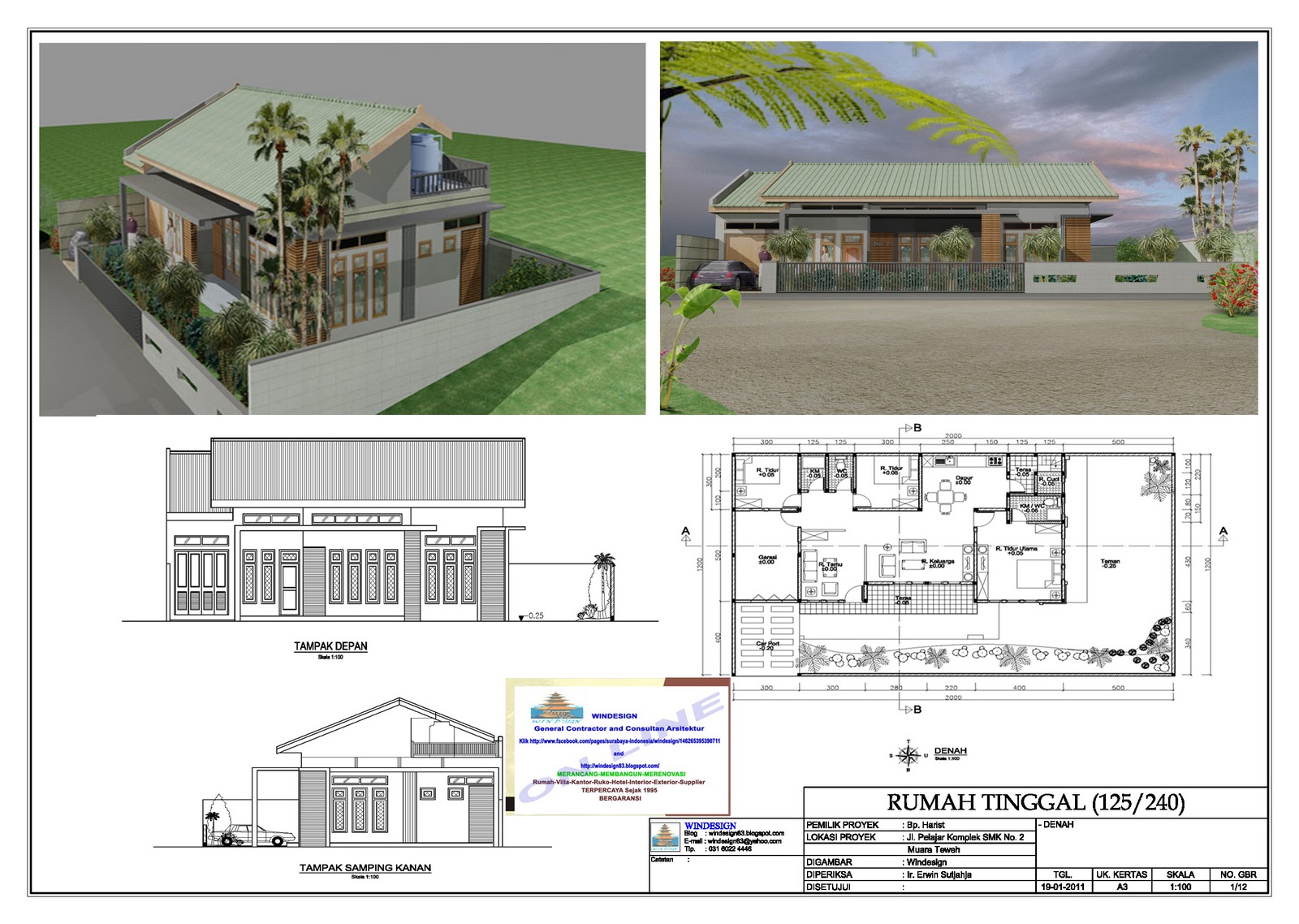 Denah Rumah Minimalis Melebar Sobhome