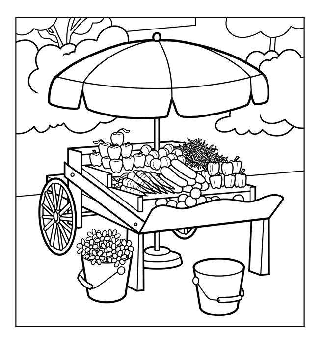 Vegetable Market Coloring Pages 8