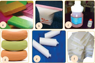 polymer clay, gips, fiberglass, sabun, lilin, parafin