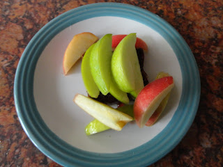 Apple Slices on Chocolate Soreen