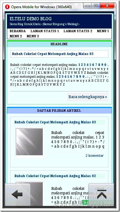 Eltelu Template Versi Web Pada Resolusi Layar 360 x 640 Portrait