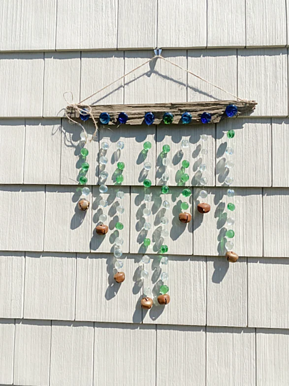 glass bead wind chime on house