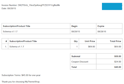 Invoice From Mythemeshop For Schema Purchase