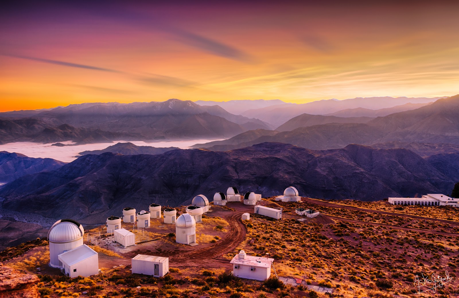 Sunrise over Cerro Tololo Observatory