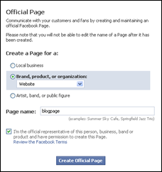 facebook page for blog