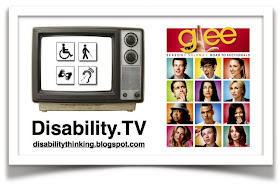 Disability.TV logo on the left, Glee poster on the right