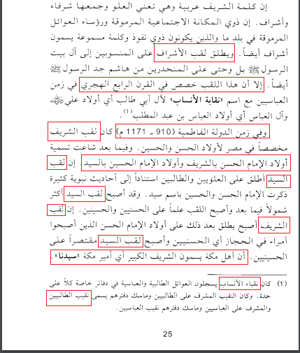 تاريخ لقب الشريف والسيد ونقابة الانساب ونقابة الاشراف