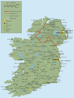 Kort over Irland Land