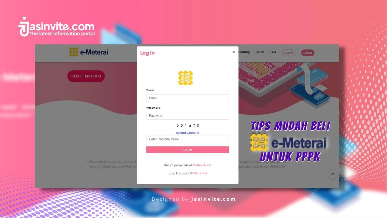 Jasinvite.com - Tips Mudah Beli e-Materai untuk PPPK (form login)