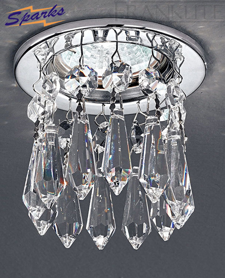 The Franklite RF263 Rain Downlight in Chrome and Crystal drops