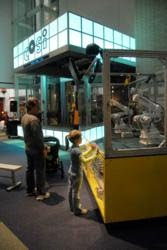 COSI visitors interact with the RobotWorx exhibit