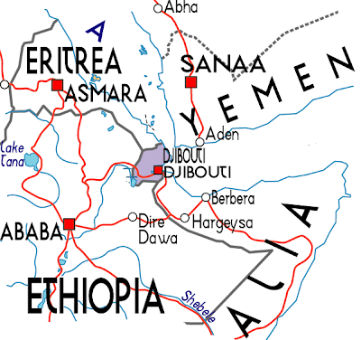 Map of Djibouti Country Area