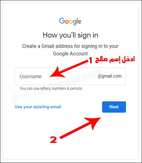 create a gmail address for signing in to your google account