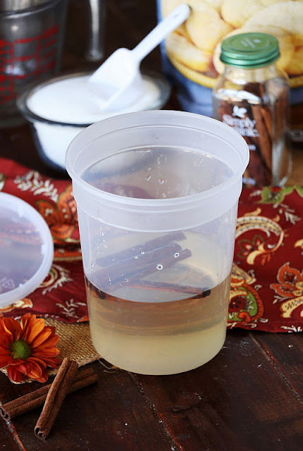 Cinnamon Simple Syrup in Plastic Container Image