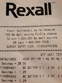 Image shows a photo of the top of my Rexall Receipt with details about the survey opportunity.
