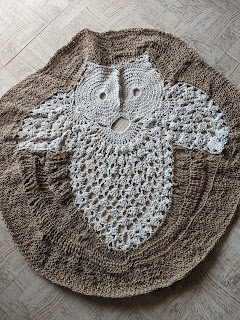 The completed OWL WALL HANGING or FLOOR MAT
