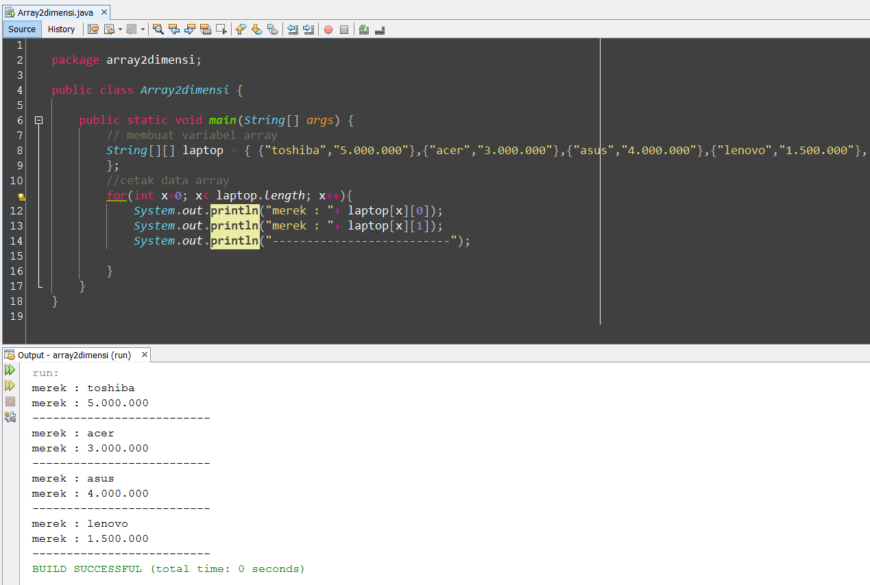 5 contoh program java sederhana array 2 dimensi Balog 18