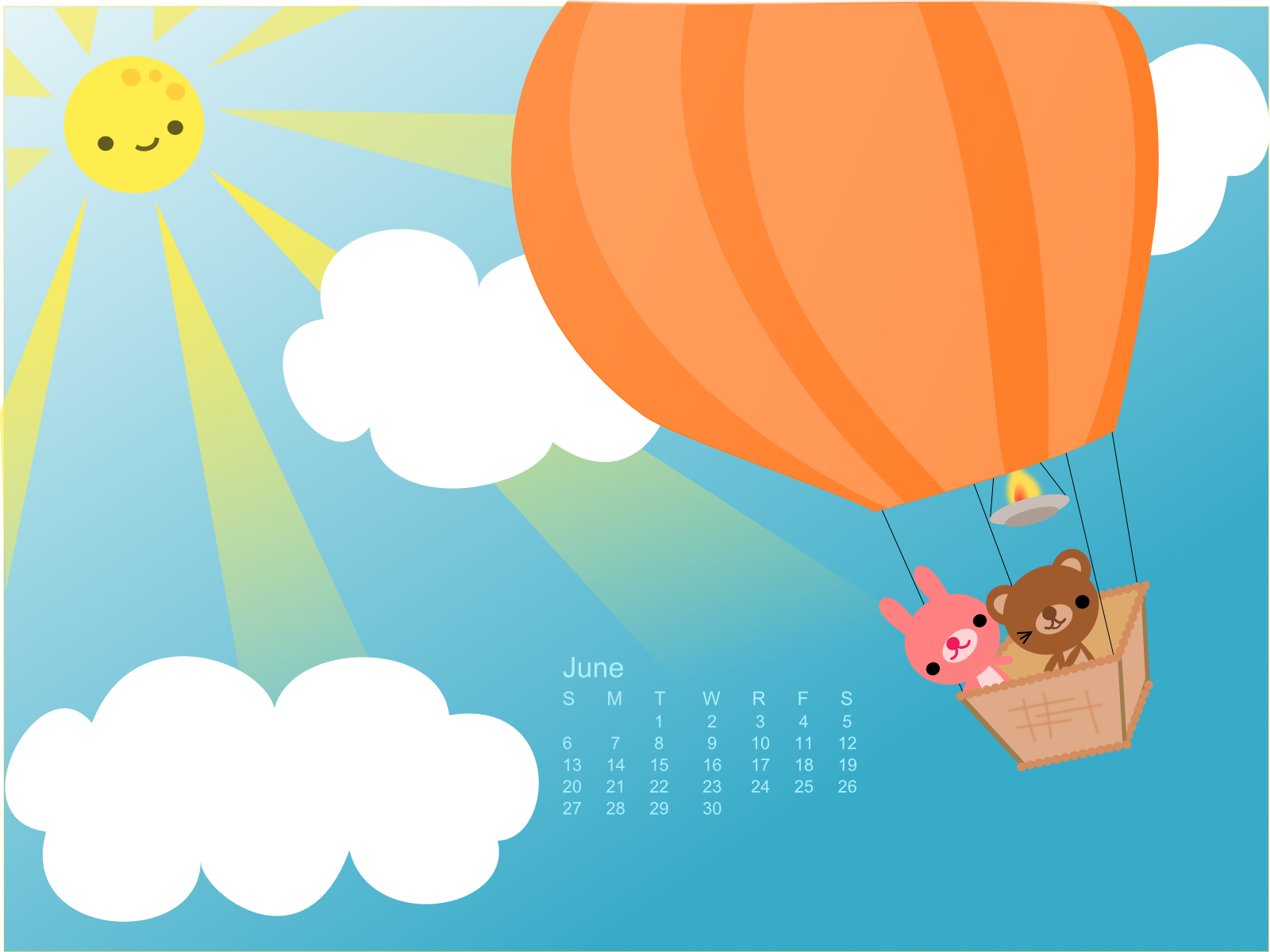 On my desktop this week, a June calendar wallpaper from BerrySprite.