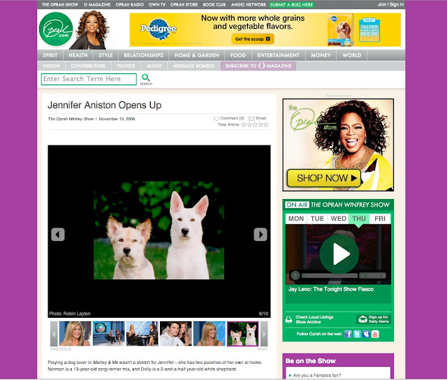 jennifer aniston dolly.  Oprah's page with Jennifer Aniston's amazing dogs, Norman and Dolly!