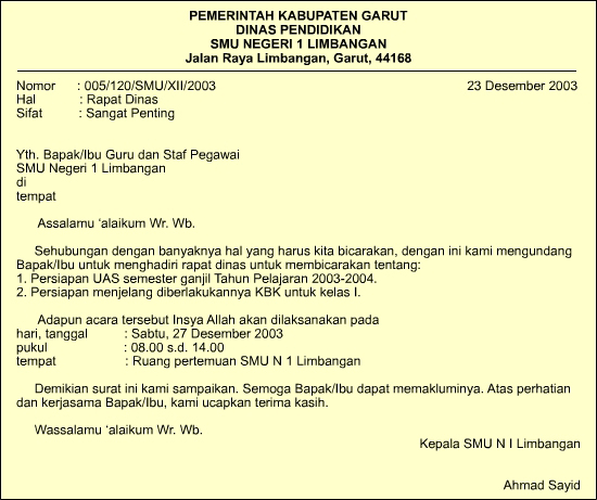 Contoh Surat Undangan Resmi