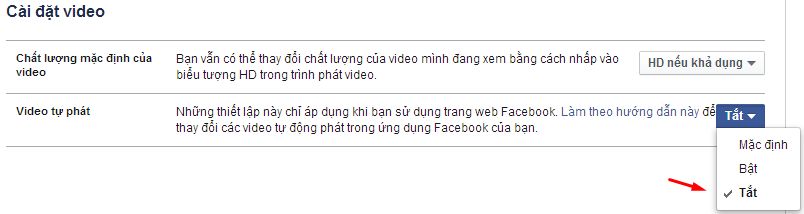 Tắt chức năng tự động phát video trên Facebook.