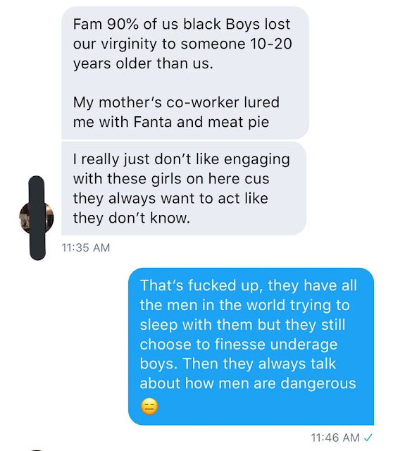 A twitter user recounts losing his virginity at tender age to a much older woman and twitter erupt as many summoned the courage to tell their horrific ordeal at the hands of female sexual predators. SEE MORE SHOCKING STORIES AFTER THE CUT