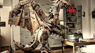 kerajinan tangan dari koran bekas, Godzilla