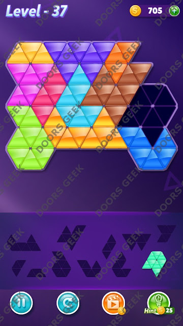 Block! Triangle Puzzle Challenger Level 37 Solution, Cheats, Walkthrough for Android, iPhone, iPad and iPod