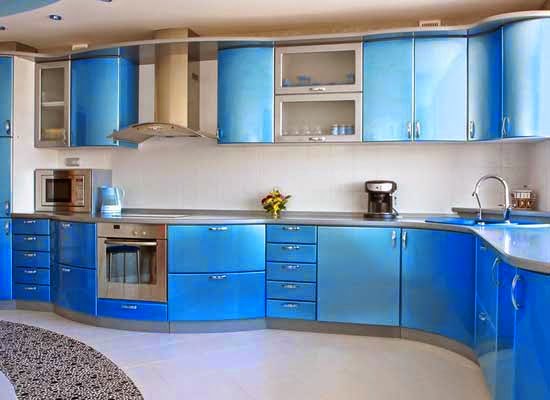 Dapur minimalis warna biru